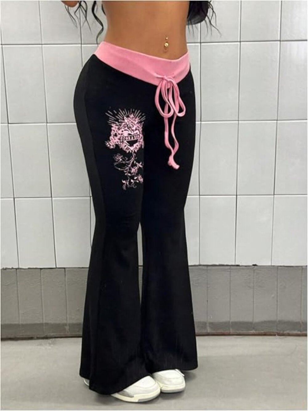 Women's Goth Flare Pants Grunge Pants Flare Leggings Bootcut Bell Bottoms Emo‎